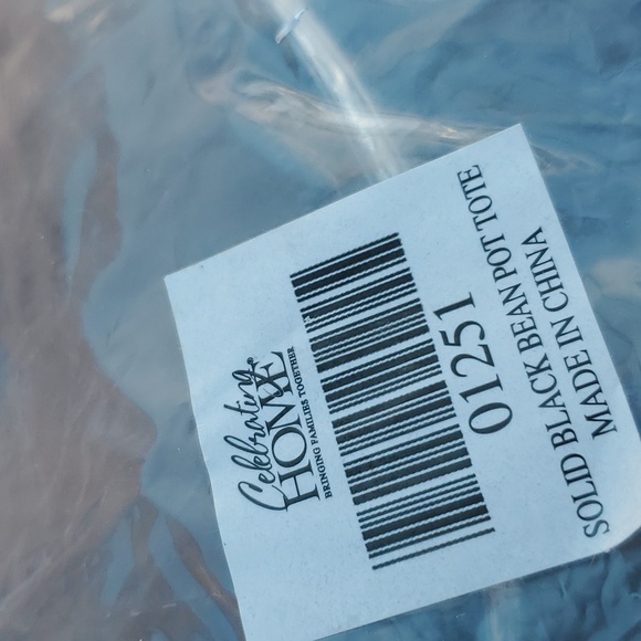 Black Insulated Bean Pot size tote bag Velcro holds handles NEW Home Interiors - Picture 5 of 7